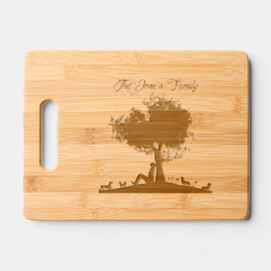 Dachshund Family Under the Tree: Engraved Cutting Board