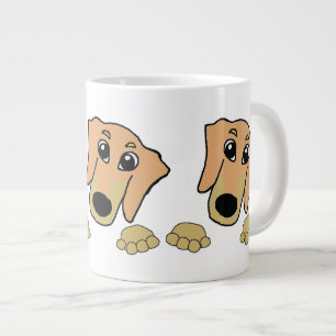 dachshund fawn and tan peeking cartoon giant coffee mug