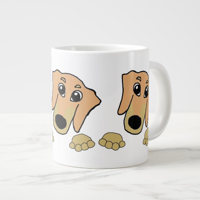 dachshund fawn and tan peeking cartoon giant coffee mug (Front Right)