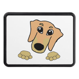 dachshund fawn and tan peeking cartoon hitch cover