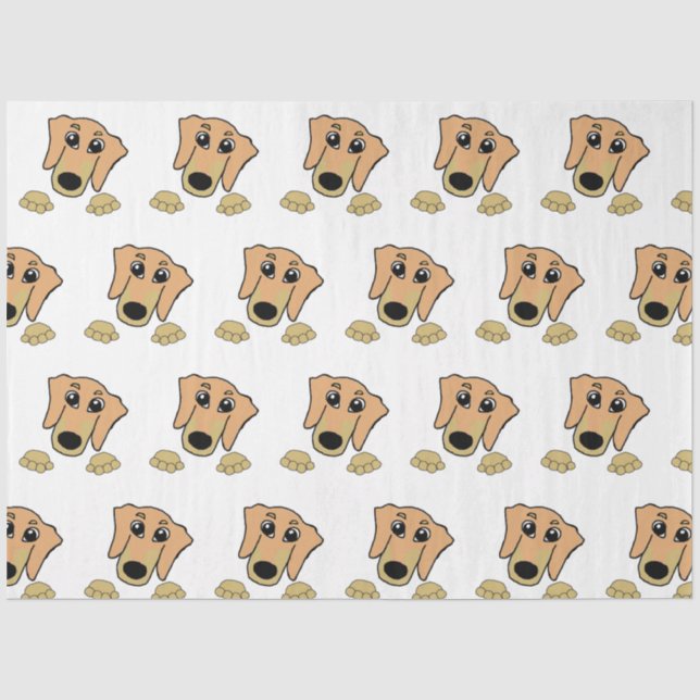 dachshund fawn and tan peeking cartoon tissue paper (Front)