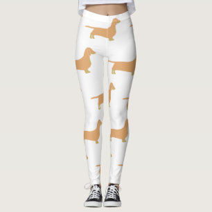 dachshund fawn and tan silhouette leggings