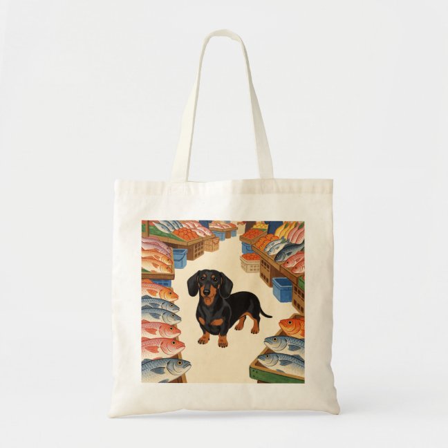 Dachshund Fish Market Friend Tote Bag