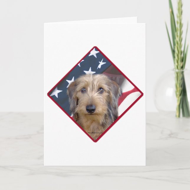 Dachshund Flag 2 Holiday Card (Front)