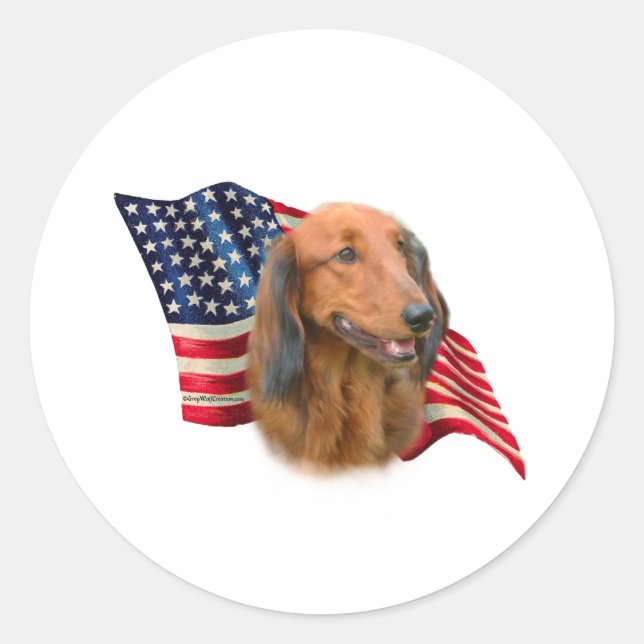 Dachshund Flag Classic Round Sticker (Front)