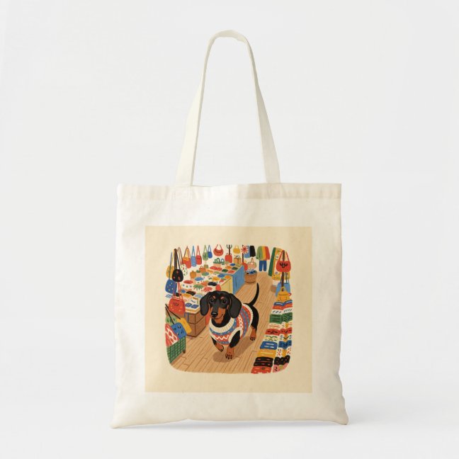 Dachshund Flea Market Stroll Tote Bag