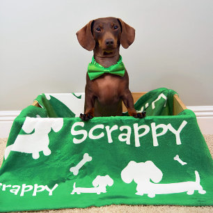 Dachshund Fleece Blanket Green Personalized