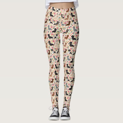 Dachshund floral dog leggings