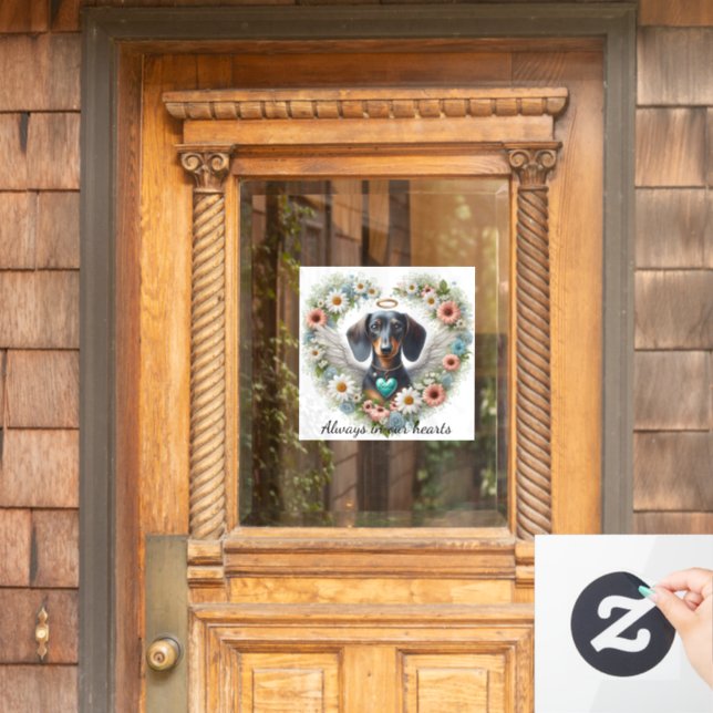Dachshund Floral Heart Window Cling (Home Door)