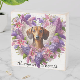 Dachshund Floral Heart Wooden Box Sign