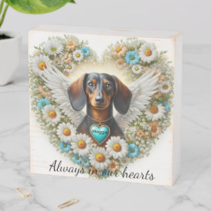 Dachshund Floral Heart Wooden Box Sign