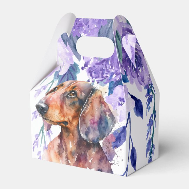 Dachshund Floral Party Favor Box (Front Side)