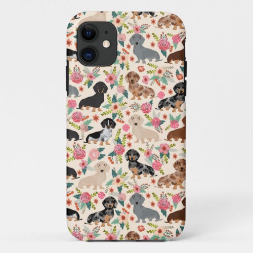 Dachshund florals pattern dog iPhone 11 case