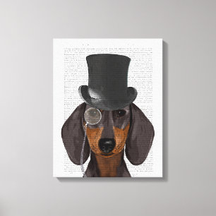 Dachshund, Formal Hound and Hat Canvas Print