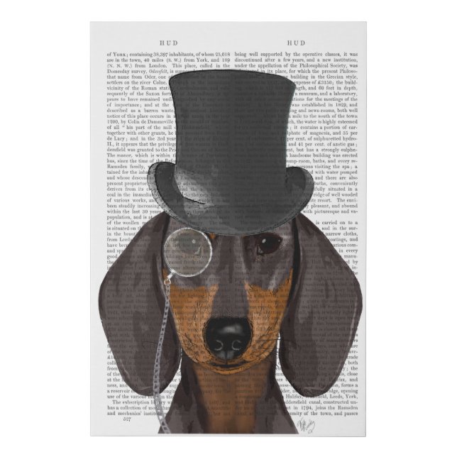Dachshund, Formal Hound and Hat Faux Canvas Print (Front)
