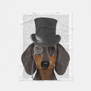 Dachshund, Formal Hound and Hat Fleece Blanket