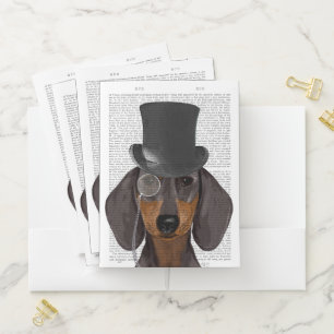Dachshund, Formal Hound and Hat Pocket Folder