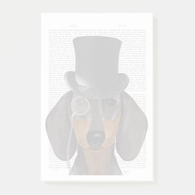 Dachshund, Formal Hound and Hat Post-it Notes (Front)