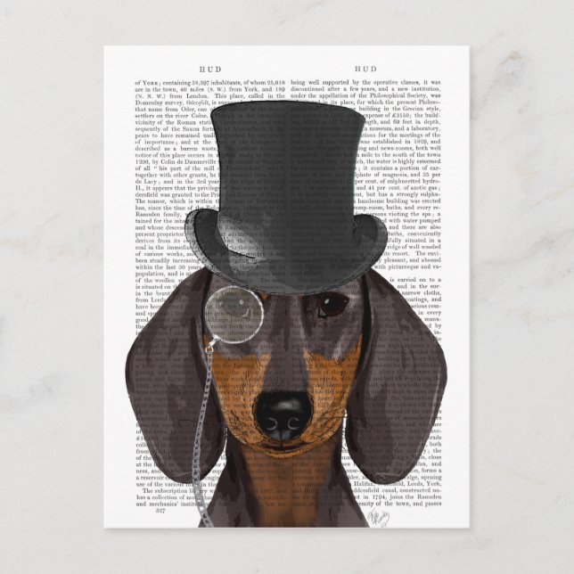 Dachshund, Formal Hound and Hat Postcard (Front)