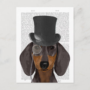 Dachshund, Formal Hound and Hat Postcard