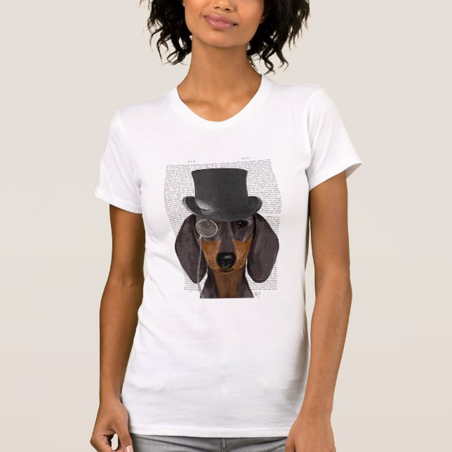 Dachshund, Formal Hound and Hat T-Shirt (Front)