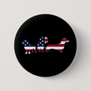 Dachshund Fourth 4th Of July Patriotic Wiener Dogs Button