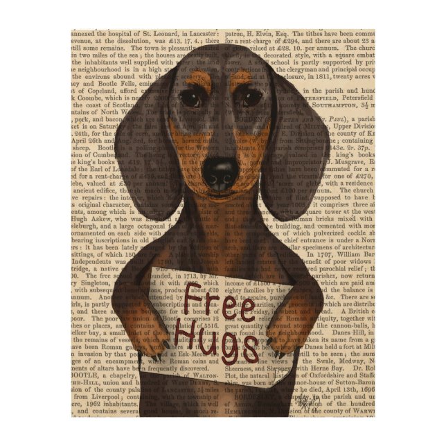 Dachshund Free Hugs Wood Wall Decor (Front)