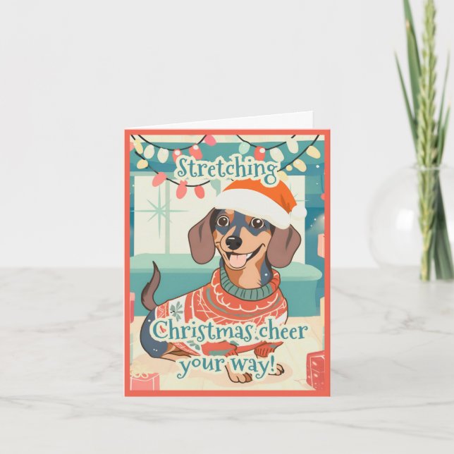 Dachshund Funny Vintage Cute Doxie Christmas Holiday Card (Front)