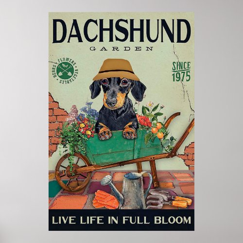 Dachshund Gardening funny quotes gift Poster