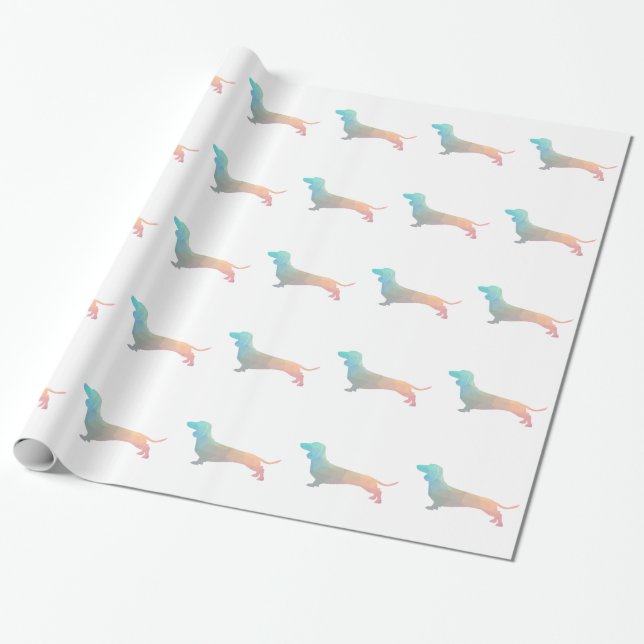 Dachshund Geometric Pattern Silhouette Wrapping Paper (Unrolled)