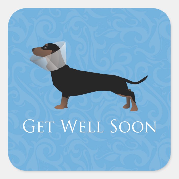 Dachshund Get Well Soon Design Square Sticker | Zazzle.com