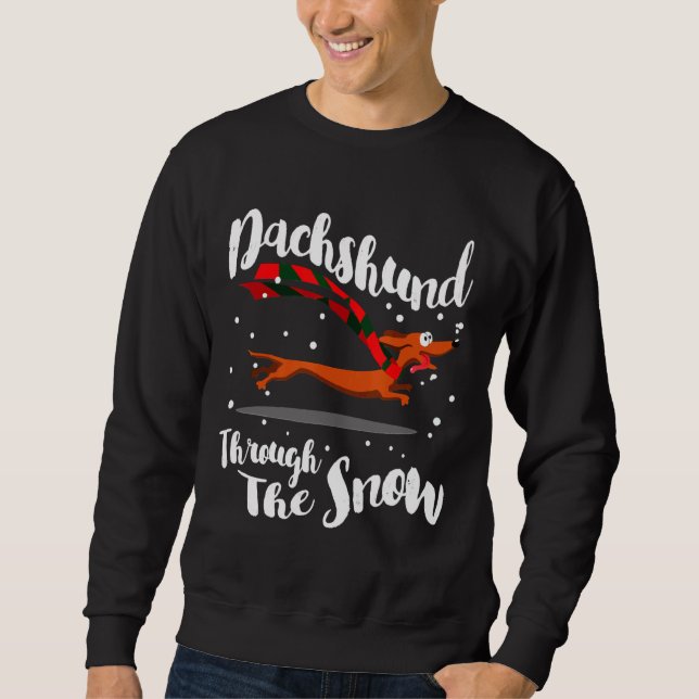 Dachshund Gif Through The Snow Sweatshirt (Front)