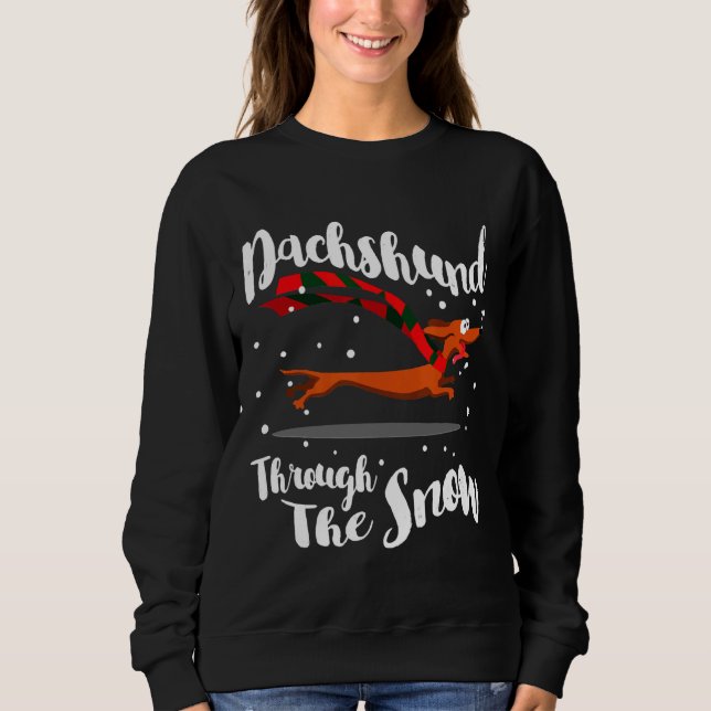 Dachshund Gif Through The Snow Sweatshirt (Front)