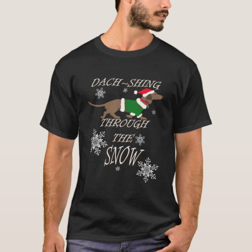Dachshund Gift Doxie Santa Snow Funny Dog Merry Ch T_Shirt