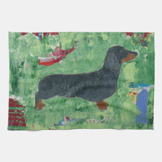 Dachshund Gifts Wiener Dog Modern Abstract Art Kitchen Towel
