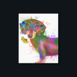 Dachshund & Glasses Rainbow Splash Canvas Print<br><div class="desc">This watercolor print features a colorful portrait of a dachsund in teal glasses adorned in flowers | By Fab Funky</div>