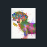 Dachshund & Glasses Rainbow Splash Canvas Print<br><div class="desc">This watercolor print features a colorful portrait of a dachsund in teal glasses adorned in flowers | By Fab Funky</div>