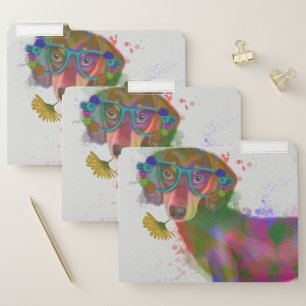 Dachshund & Glasses Rainbow Splash File Folder