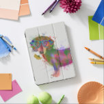 Dachshund & Glasses Rainbow Splash iPad Pro Cover<br><div class="desc">This watercolor print features a colorful portrait of a dachsund in teal glasses adorned in flowers | By Fab Funky</div>