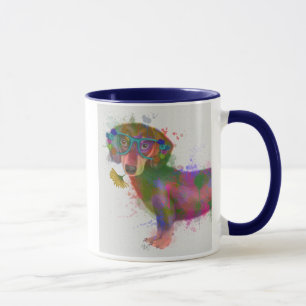 Dachshund & Glasses Rainbow Splash Mug