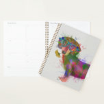 Dachshund & Glasses Rainbow Splash Planner<br><div class="desc">This watercolor print features a colorful portrait of a dachsund in teal glasses adorned in flowers | By Fab Funky</div>
