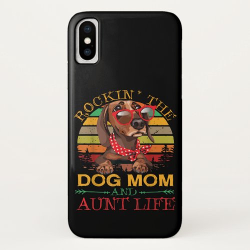 Dachshund Glasses Rockin Dog Mom Gift For Aunt iPhone X Case