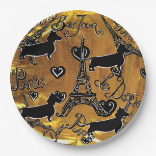 Dachshund Gold Paper Plates