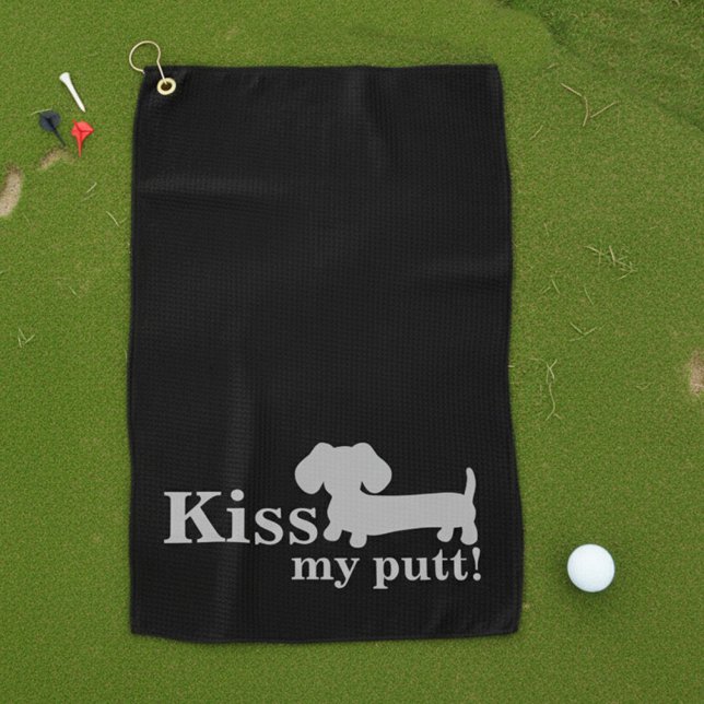 Dachshund Golf Towel Funny Kiss My Putt Wiener Dog (kiss my putt dachshund golf towel accessory)