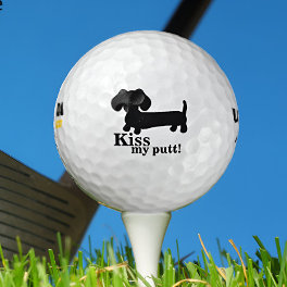 Dachshund Golfer Kiss My Putt Funny Golf Ball Gift