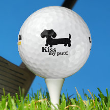 Dachshund Golfer Kiss My Putt Funny Golf Ball Gift
