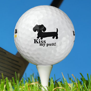 Dachshund Golfer Kiss My Putt Funny Golf Ball Gift by Smoothe1 at Zazzle