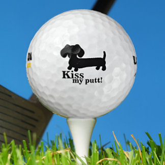 Dachshund Golfer Kiss My Putt Funny Golf Ball Gift