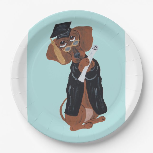 Dachshund Graduate Paper Plates (Front)
