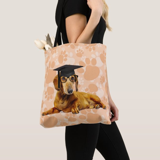 Dachshund Graduate Tote Bag (Close Up)